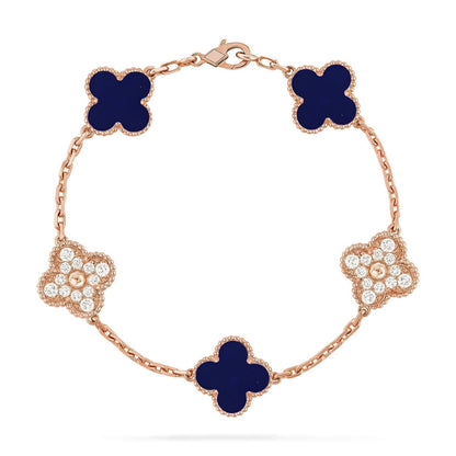 [⭐⭐JeweliWhal]KOLLEKTION CLOVER ARMBAND MIT 5 MOTIVEN AUS LAPISLAZULI