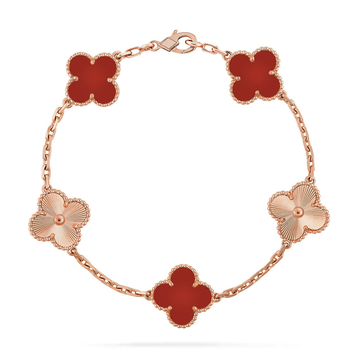[⭐⭐JeweliWhal] CLOVER 5 MOTIF RED CORNELIAN BRACELET COLLECTION