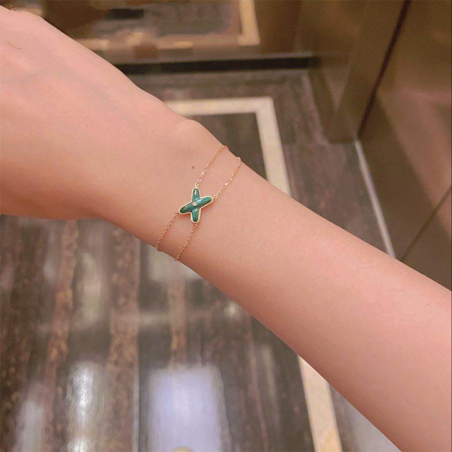 [⭐⭐JeweliWhal]JEUX BRACELET MALACHITE PINK GOLD 1 DIAMOND