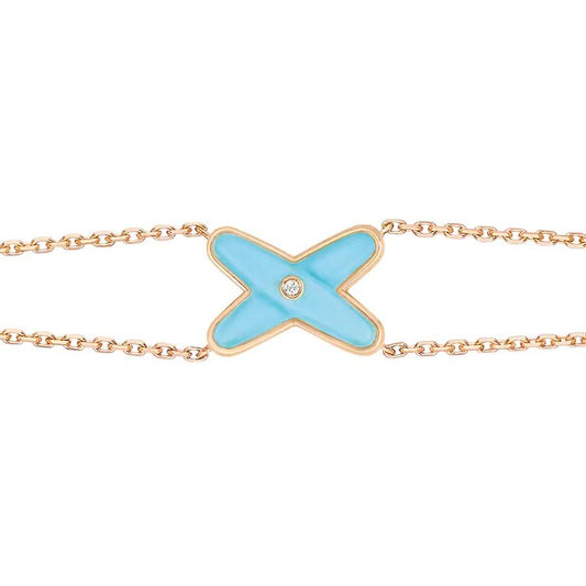 [⭐⭐JeweliWhal]ARMBAND-SET TÜRKIS ROSÉGOLD 1 DIAMANT