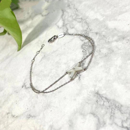 [⭐⭐JeweliWhal]JEUX BRACELET WHITE MOP SILVER 1 DIAMOND