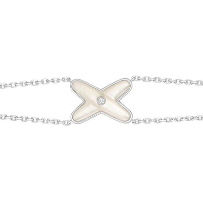 [⭐⭐JeweliWhal]JEUX BRACELET WHITE MOP SILVER 1 DIAMOND
