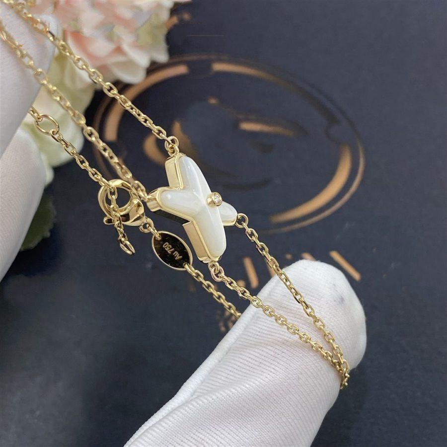 [⭐⭐JeweliWhal]JEUX BRACELET WHITE MOP GOLD 1 DIAMOND