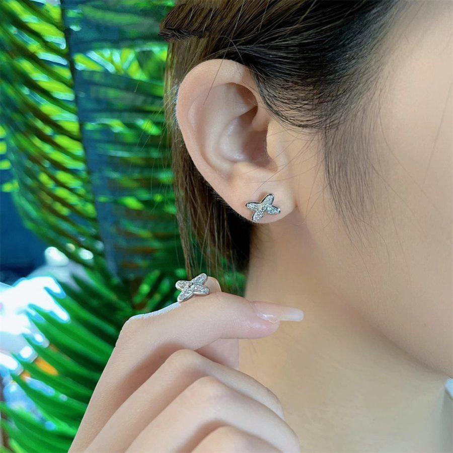 [⭐⭐JeweliWhal]JEUX DE SILVER DIAMOND EARRINGS