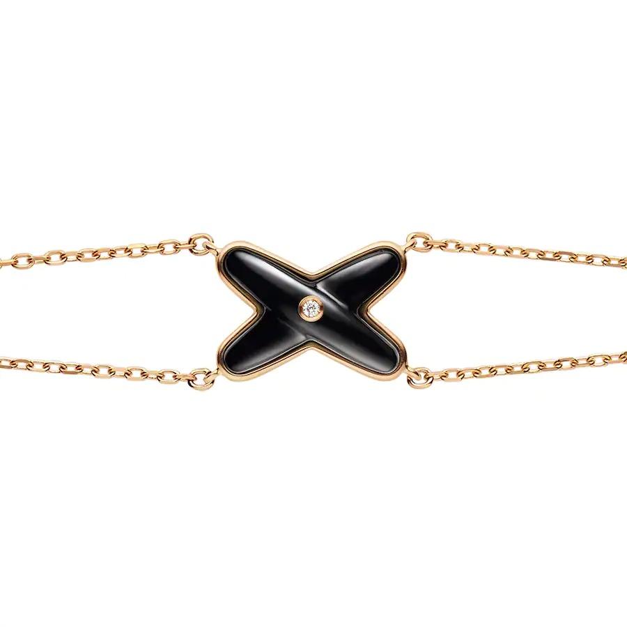 [⭐⭐JeweliWhal]JEUX ARMBAND ONYX ROSÉGOLD 1 DIAMANT