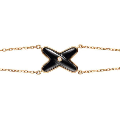 [⭐⭐JeweliWhal]JEUX ARMBAND ONYX ROSÉGOLD 1 DIAMANT