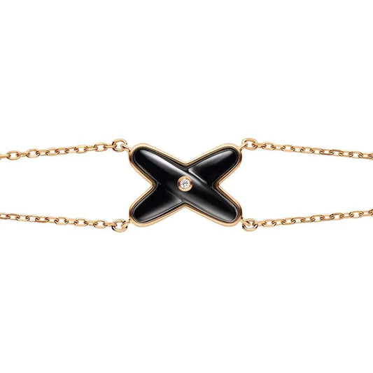[⭐⭐JeweliWhal]JEUX ARMBAND ONYX ROSÉGOLD 1 DIAMANT