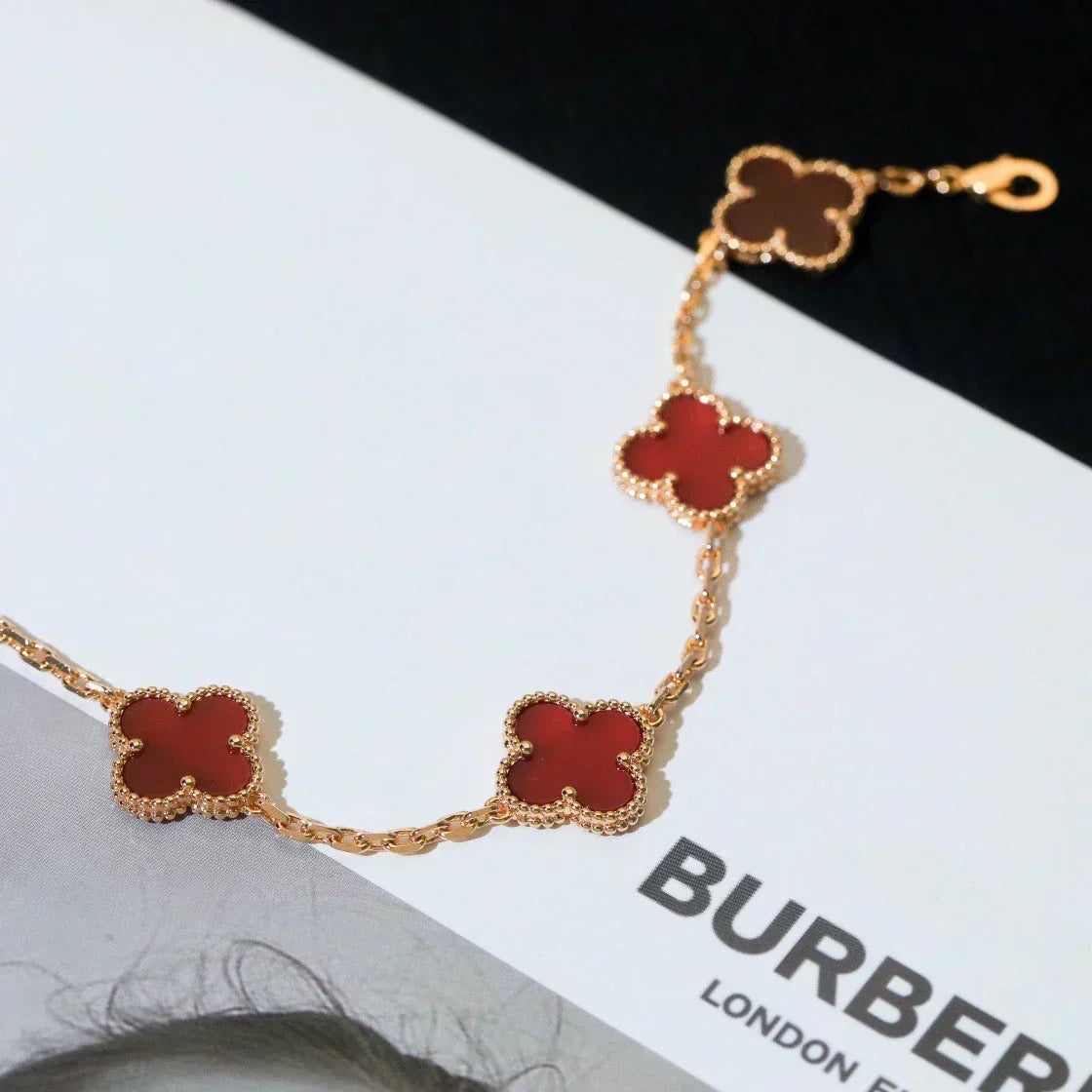 [⭐⭐JeweliWhal] CLOVER 5 MOTIF RED CORNELIAN BRACELET COLLECTION