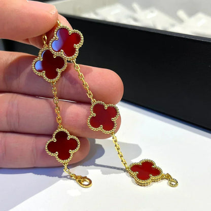 [⭐⭐JeweliWhal] CLOVER 5 MOTIF RED CORNELIAN BRACELET COLLECTION