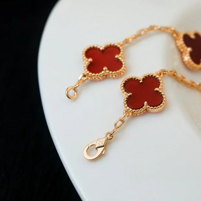 [⭐⭐JeweliWhal] CLOVER 5 MOTIF RED CORNELIAN BRACELET COLLECTION