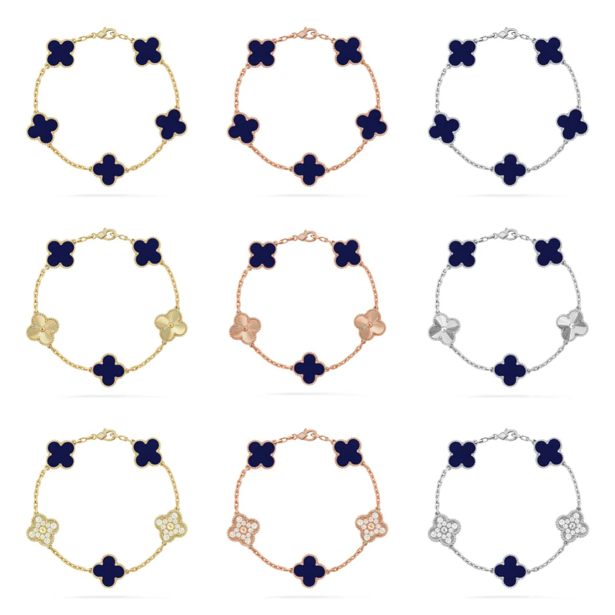 [⭐⭐JeweliWhal]KOLLEKTION CLOVER ARMBAND MIT 5 MOTIVEN AUS LAPISLAZULI