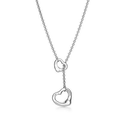 [JeweliWhal]OPEN HEART LARIAT NECKLACE SILVER