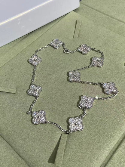 [⭐⭐JeweliWhal]CLOVER 10 MOTIFS  FULL DIAMOND NECKLACE