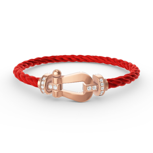 [⭐⭐JeweliWhal]FORCE LARGE HORSESHOE HALF DIAMOND BRACELET ROSE GOLD