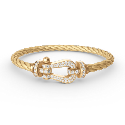[⭐⭐JeweliWhal]FORCE LARGE HORSESHOE FULL DIAMOND BRACELET GOLD
