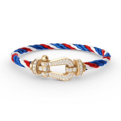 [⭐⭐JeweliWhal]FORCE LARGE HORSESHOE FULL DIAMOND BRACELET GOLD