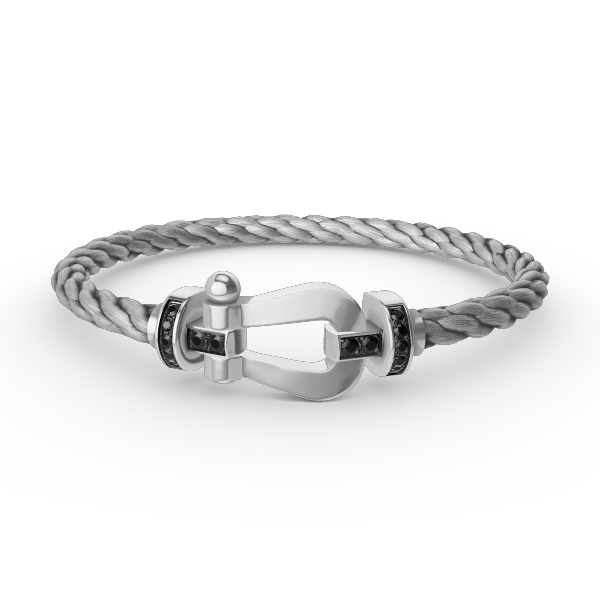 [⭐⭐JeweliWhal]FORCE LARGE HORSESHOE BLACK DIAMOND BRACELET SILVER