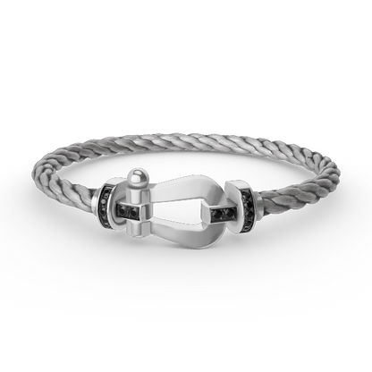 [⭐⭐JeweliWhal]FORCE LARGE HORSESHOE BLACK DIAMOND BRACELET SILVER