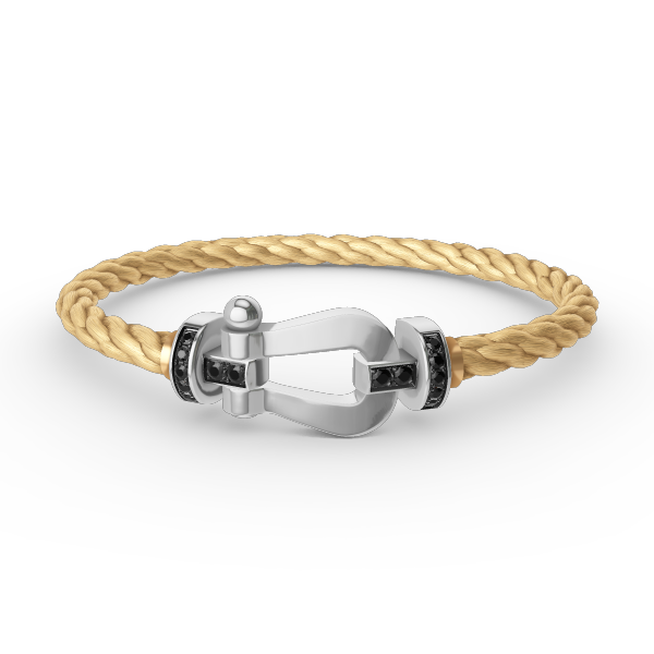 [⭐⭐JeweliWhal]FORCE LARGE HORSESHOE BLACK DIAMOND BRACELET SILVER