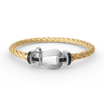 [⭐⭐JeweliWhal]FORCE LARGE HORSESHOE BLACK DIAMOND BRACELET SILVER