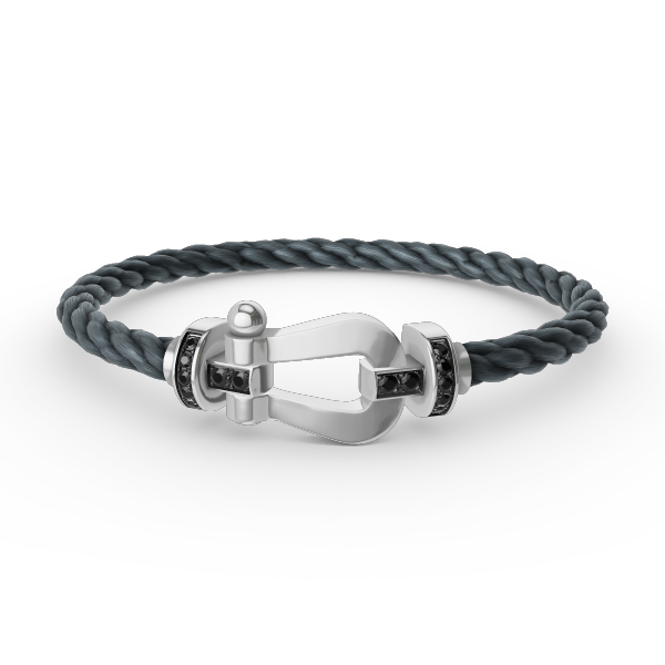 [⭐⭐JeweliWhal]FORCE LARGE HORSESHOE BLACK DIAMOND BRACELET SILVER