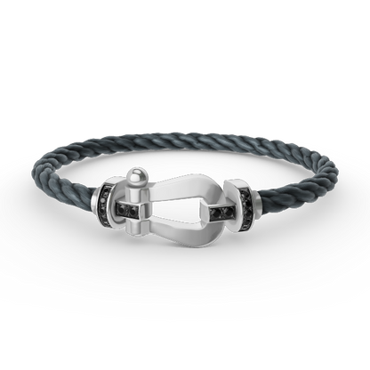 [⭐⭐JeweliWhal]FORCE LARGE HORSESHOE BLACK DIAMOND BRACELET SILVER