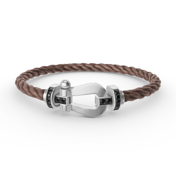 [⭐⭐JeweliWhal]FORCE LARGE HORSESHOE BLACK DIAMOND BRACELET SILVER