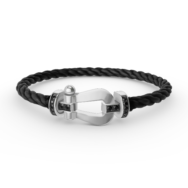[⭐⭐JeweliWhal]FORCE LARGE HORSESHOE BLACK DIAMOND BRACELET SILVER