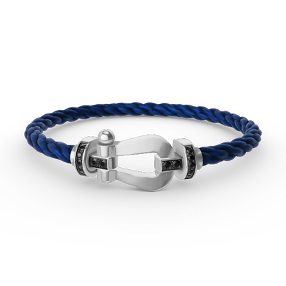[⭐⭐JeweliWhal]FORCE LARGE HORSESHOE BLACK DIAMOND BRACELET SILVER