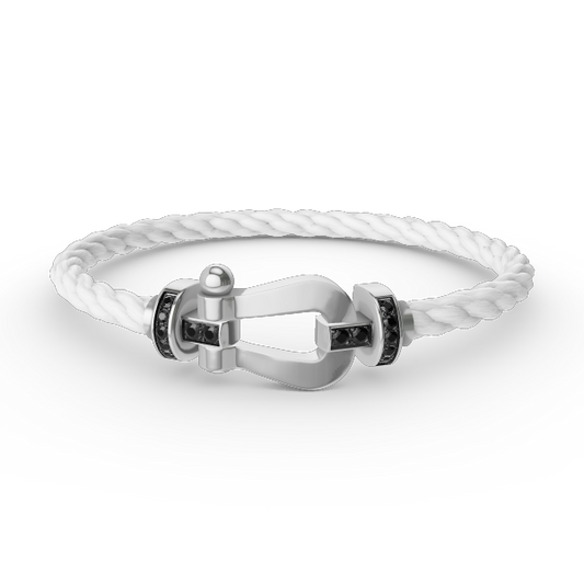 [⭐⭐JeweliWhal]FORCE LARGE HORSESHOE BLACK DIAMOND BRACELET SILVER