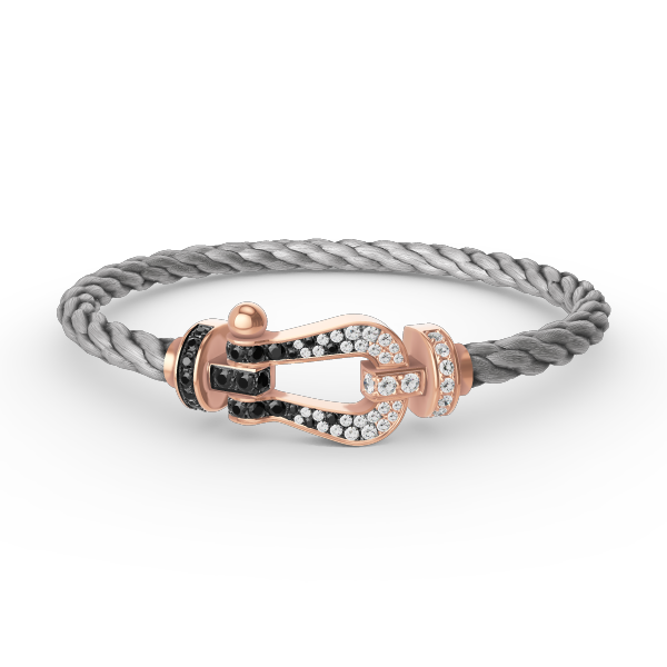 [⭐⭐JeweliWhal]FORCE LARGE HORSESHOE BLACK WHITE DIAMOND BRACELET ROSE GOLD