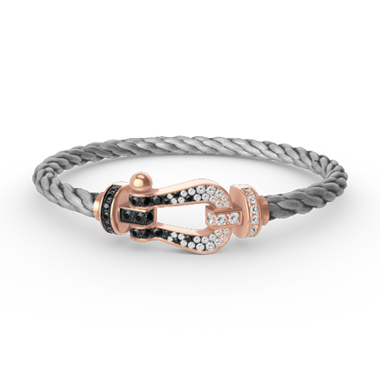 [⭐⭐JeweliWhal]FORCE LARGE HORSESHOE BLACK WHITE DIAMOND BRACELET ROSE GOLD