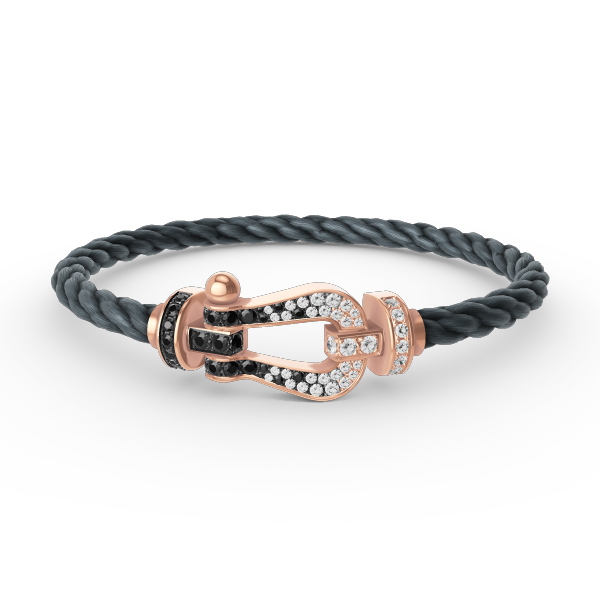 [⭐⭐JeweliWhal]FORCE LARGE HORSESHOE BLACK WHITE DIAMOND BRACELET ROSE GOLD