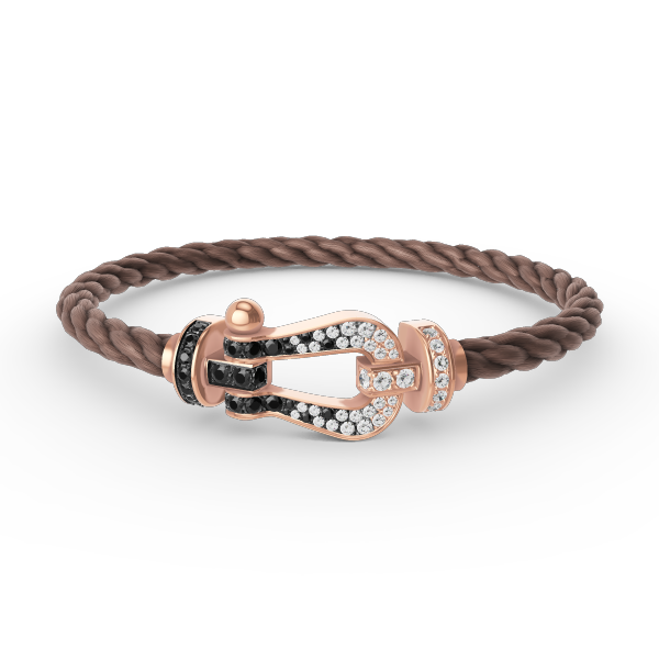 [⭐⭐JeweliWhal]FORCE LARGE HORSESHOE BLACK WHITE DIAMOND BRACELET ROSE GOLD