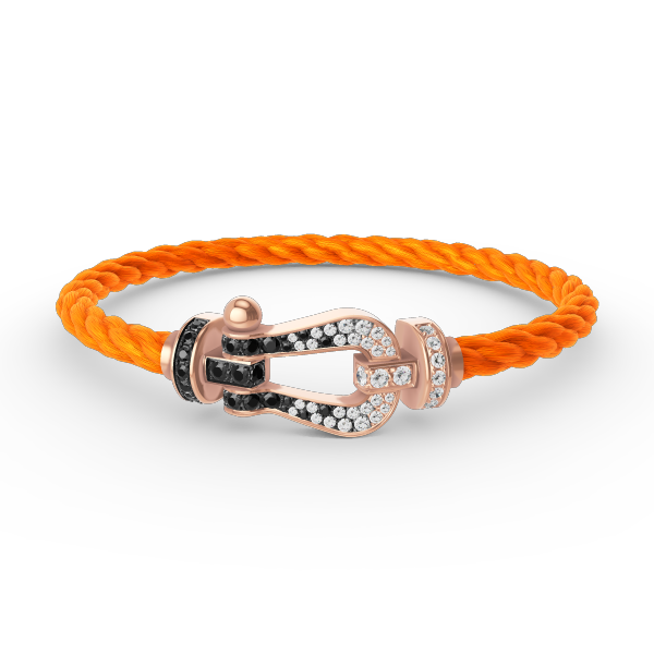 [⭐⭐JeweliWhal]FORCE LARGE HORSESHOE BLACK WHITE DIAMOND BRACELET ROSE GOLD