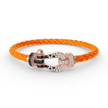 [⭐⭐JeweliWhal]FORCE LARGE HORSESHOE BLACK WHITE DIAMOND BRACELET ROSE GOLD