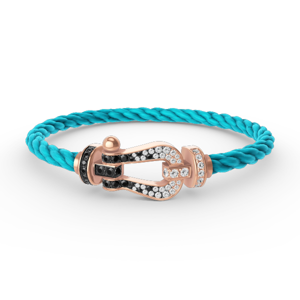 [⭐⭐JeweliWhal]FORCE LARGE HORSESHOE BLACK WHITE DIAMOND BRACELET ROSE GOLD