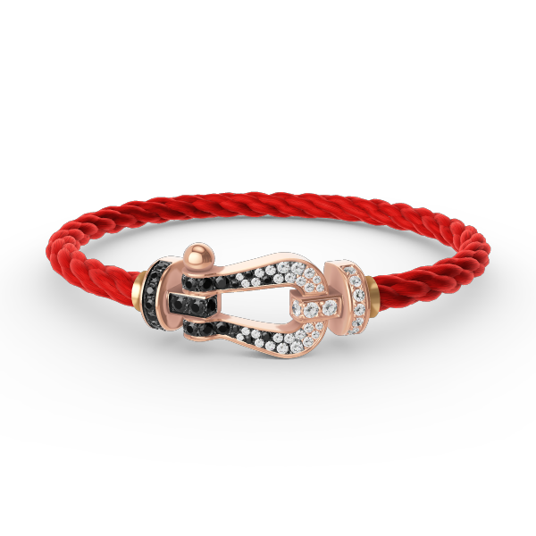 [⭐⭐JeweliWhal]FORCE LARGE HORSESHOE BLACK WHITE DIAMOND BRACELET ROSE GOLD
