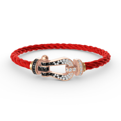 [⭐⭐JeweliWhal]FORCE LARGE HORSESHOE BLACK WHITE DIAMOND BRACELET ROSE GOLD