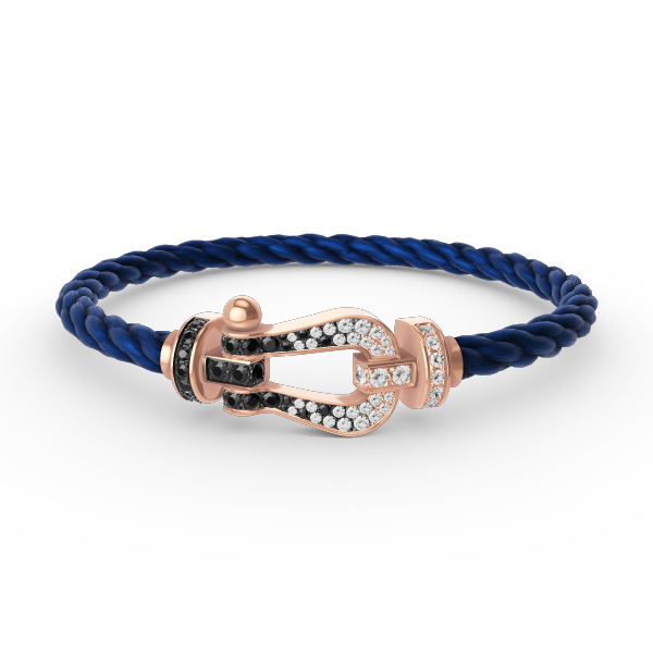 [⭐⭐JeweliWhal]FORCE LARGE HORSESHOE BLACK WHITE DIAMOND BRACELET ROSE GOLD