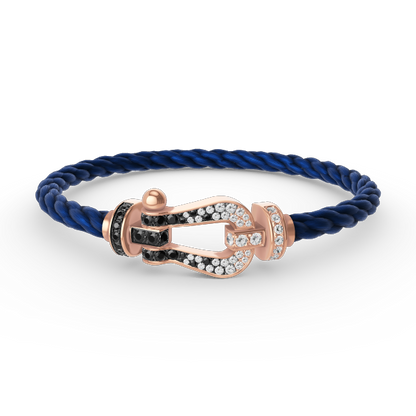 [⭐⭐JeweliWhal]FORCE LARGE HORSESHOE BLACK WHITE DIAMOND BRACELET ROSE GOLD