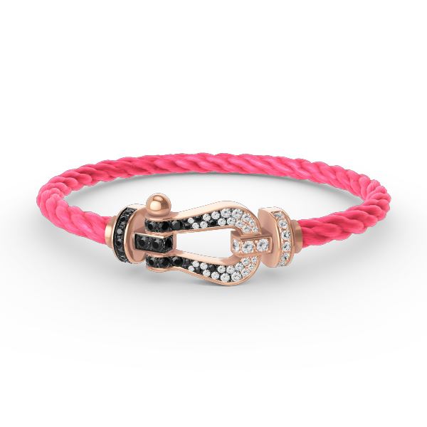 [⭐⭐JeweliWhal]FORCE LARGE HORSESHOE BLACK WHITE DIAMOND BRACELET ROSE GOLD