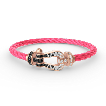 [⭐⭐JeweliWhal]FORCE LARGE HORSESHOE BLACK WHITE DIAMOND BRACELET ROSE GOLD