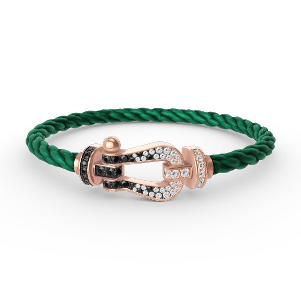[⭐⭐JeweliWhal]FORCE LARGE HORSESHOE BLACK WHITE DIAMOND BRACELET ROSE GOLD