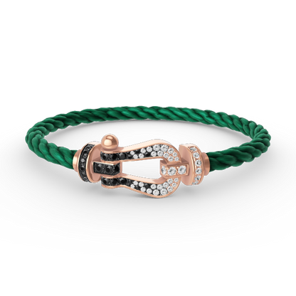[⭐⭐JeweliWhal]FORCE LARGE HORSESHOE BLACK WHITE DIAMOND BRACELET ROSE GOLD