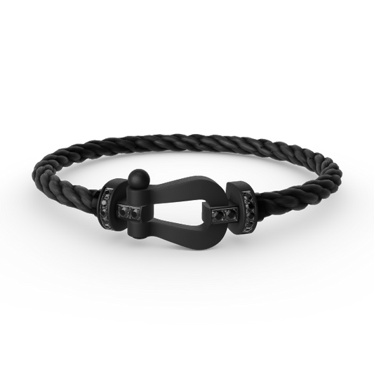 [⭐⭐JeweliWhal]FORCE LARGE SERIES HORSESHOE BLACK SAMURAI BRACELET