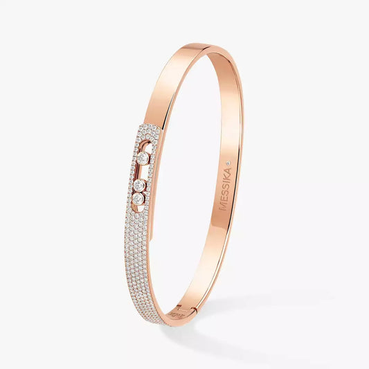 [⭐⭐JeweliWhal]Move Noa Rose Gold Pavé Diamond Bangle Bracelet