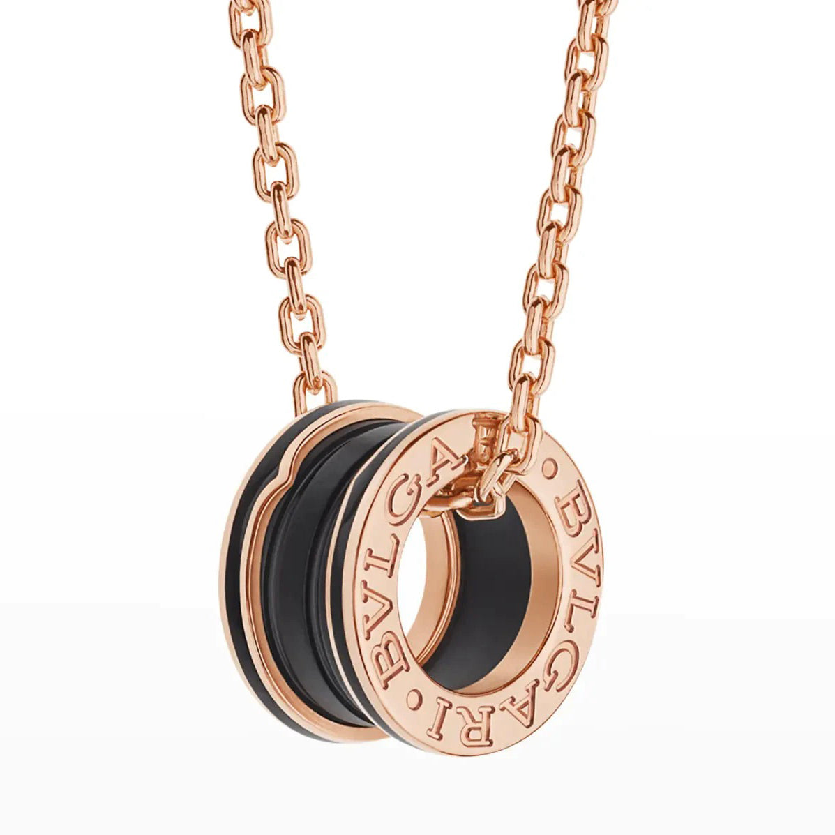[⭐⭐JeweliWhal]ZERO 1 BLACK CERAMIC PINK GOLD NECKLACE