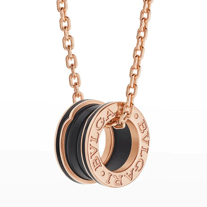 [⭐⭐JeweliWhal]ZERO 1 BLACK CERAMIC PINK GOLD NECKLACE