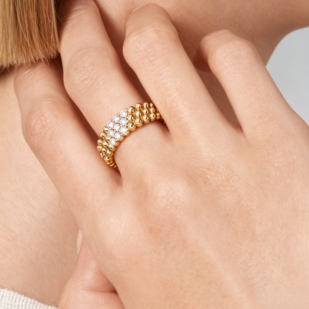 [⭐⭐JeweliWhal] THREE-ROW DIAMOND RING